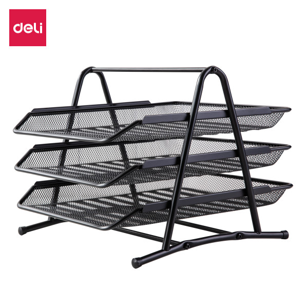 Deli E9181 Black Color Mess Steel File Tray- 3Tier - Shopper Bangladesh